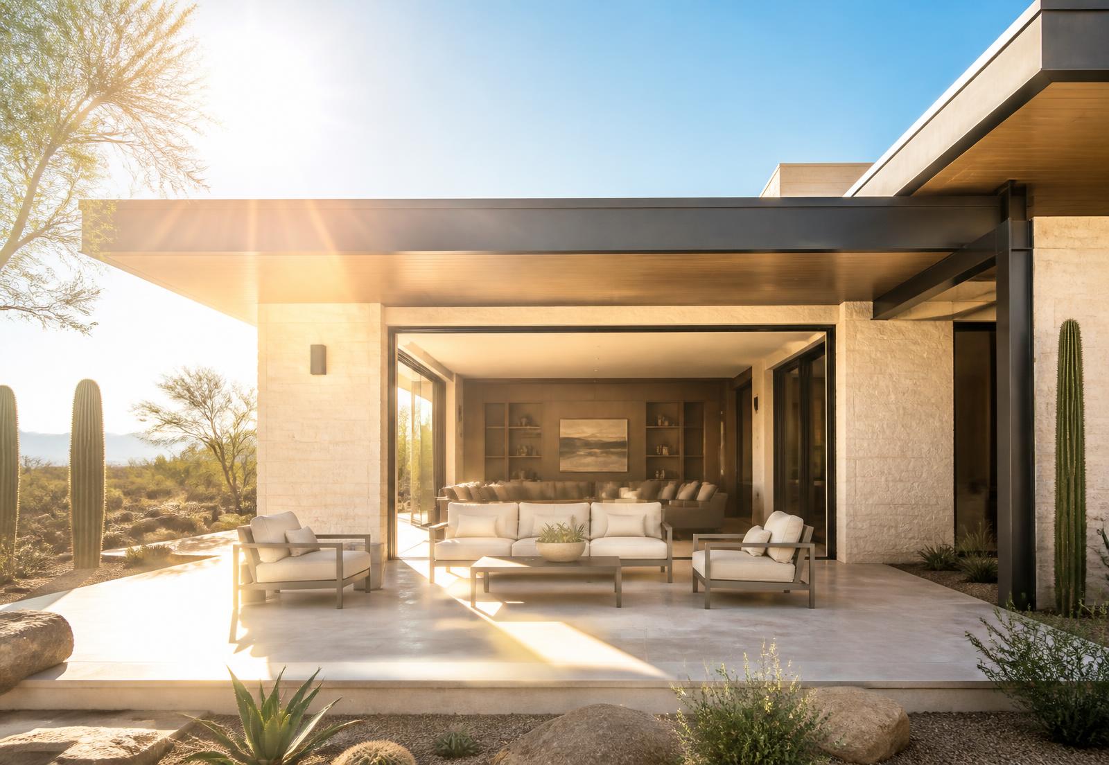 Exposed Arizona patio before adding motorized shades
